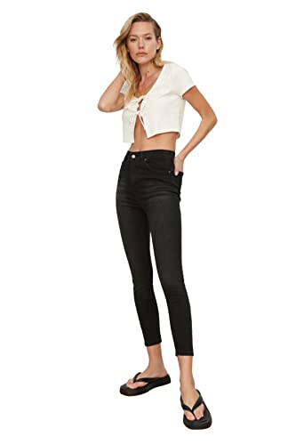 TRENDYOL Damen Trendyol High Waist Skinny Jeans, Schwarz, 40 EU TRENDYOL Damen Trendyol High Waist Skinny Jeans, Schwarz, 40 EU von TRENDYOL