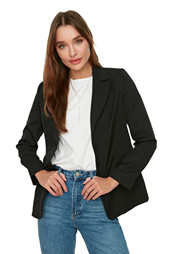 TRENDYOL Damen Trendyol Black Button Blazer Jacket Black , Schwarz, 36 EU von TRENDYOL