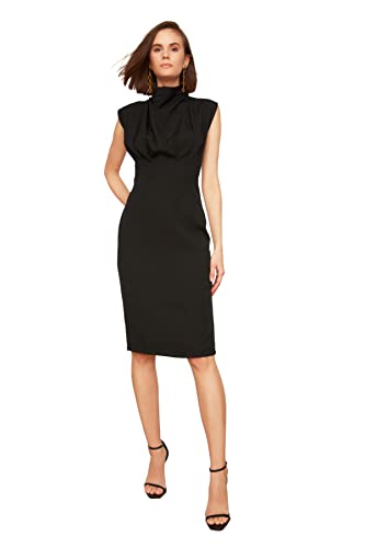 TRENDYOL Damen Black Steile Collar Business Casual Dress, Schwarz, 40 EU von TRENDYOL