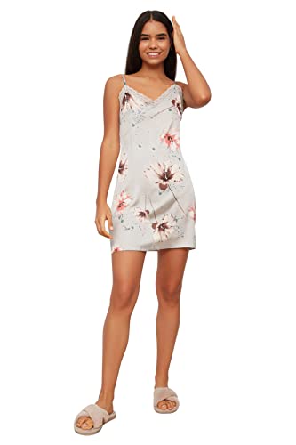 Trendyol Damen Floral Patterned Satin Nightgown, Multi Color, M EU von TRENDYOL
