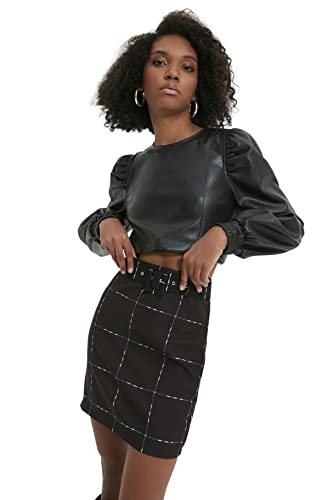 Trendyol Women's Damen Mini Bodycone Webstoff Rock Skirt, Black, 38 von TRENDYOL