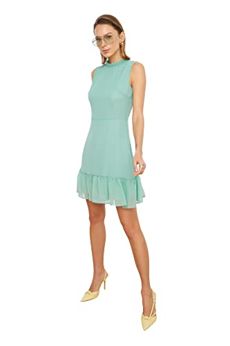 TRENDYOL Damen Mint Frilly Business Casual Dress, Mint, 36 EU von TRENDYOL