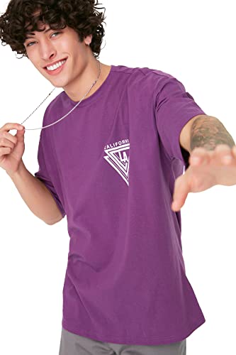 TRENDYOL MAN Herren Trendyol Es Male Plus Size Short Sleeve Ba T Shirt, Lila, M EU von TRENDYOL