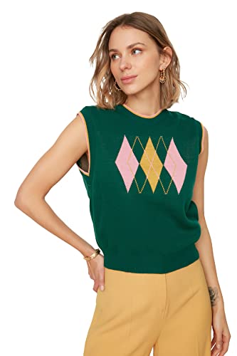 Trendyol Damen Green Jacquard Knitwear Jumpers Pullover Sweater, Grün, L EU von TRENDYOL