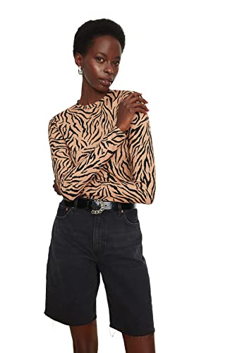 TRENDYOL Damen Trendyol Meine Meeräsche Crop Gestrickte Bluse Blouse Westlich, Multi Color, L von TRENDYOL
