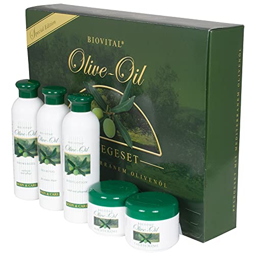 Bio-Vital Olivenöl Pflegeset 5-teilig Oliven Creme Shampoo Showergel Bodylotion Wellness Set für Damen und Herren Geschenkset von Trendyshop365