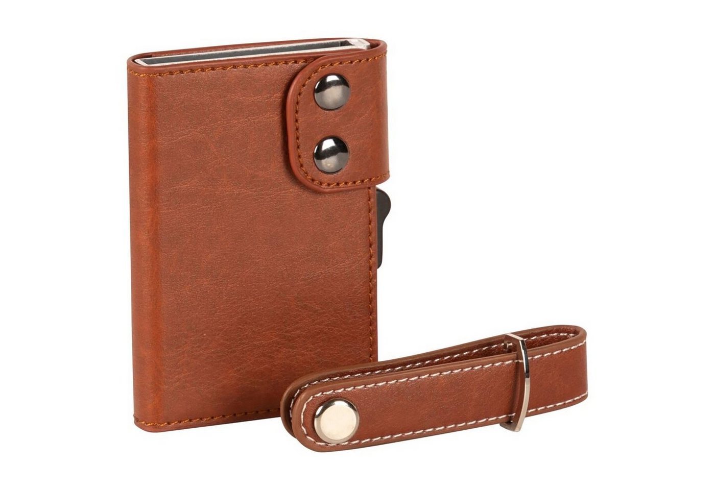 Trendyshop365 Kartenetui Slim-Wallet Herren Geldbörse (Set, 2-tlg., mit Schlüsselanhänger), RFID-Schutz für bis zu 8 Karten von Trendyshop365