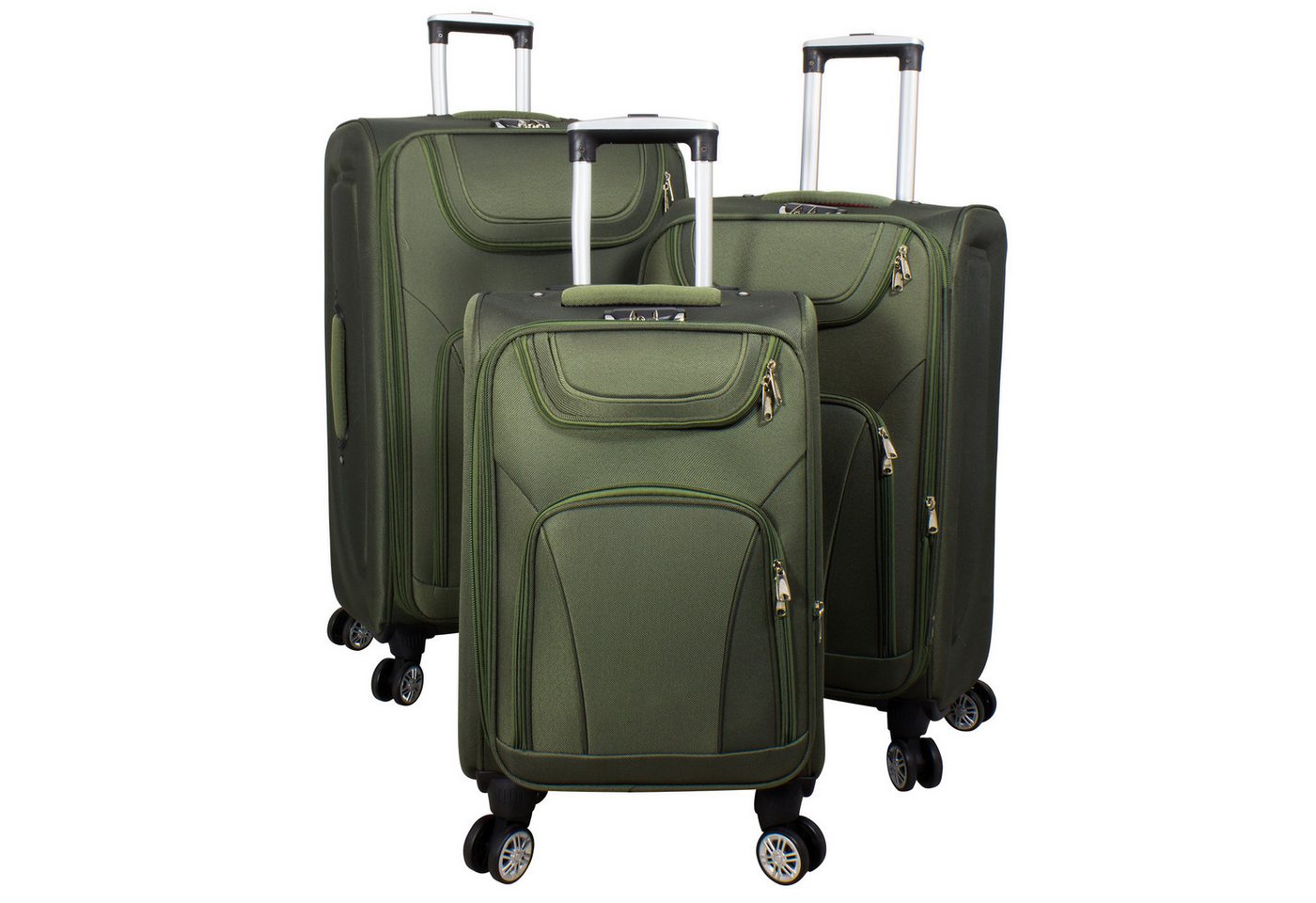 Trendyshop365 Kofferset Maribor, 4 Rollen, (Trolley, 3 tlg., Nylon), Weichgepäck, Zwillingsrollen, Zahlenschloss, 2 Außentaschen, Dehnfalte von Trendyshop365