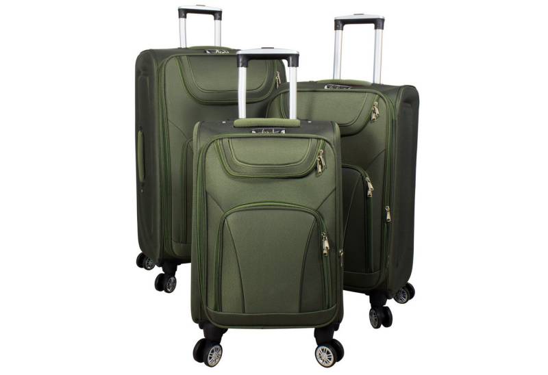 Trendyshop365 Kofferset Maribor, 4 Rollen, (Trolley, 3 tlg., Nylon), Weichgepäck, Zwillingsrollen, Zahlenschloss, 2 Außentaschen, Dehnfalte von Trendyshop365