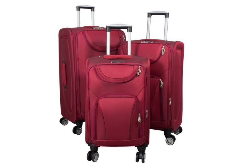 Trendyshop365 Kofferset Maribor, 4 Rollen, (Trolley, 3 tlg., Nylon), Weichgepäck, Zwillingsrollen, Zahlenschloss, 2 Außentaschen, Dehnfalte von Trendyshop365