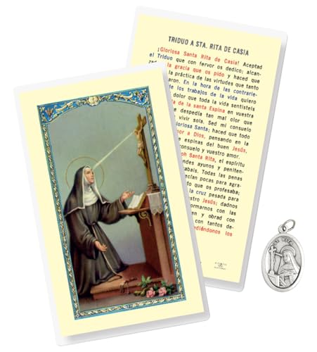 St Rita Medaille – 2,5 cm silberfarbene Medaille St. Rita von Cascia, spanische laminierte Santa Rita de Casia Oracion – hergestellt in Italien, St.-Rita von Cascia Thema, 2 Stück St Rita Medaille – 2,5 cm silberfarbene Medaille St. Rita von Cascia, spanische laminierte Santa Rita de Casia Oracion – hergestellt in Italien, St.-Rita von Cascia Thema, 2 Stück von Trendzeen
