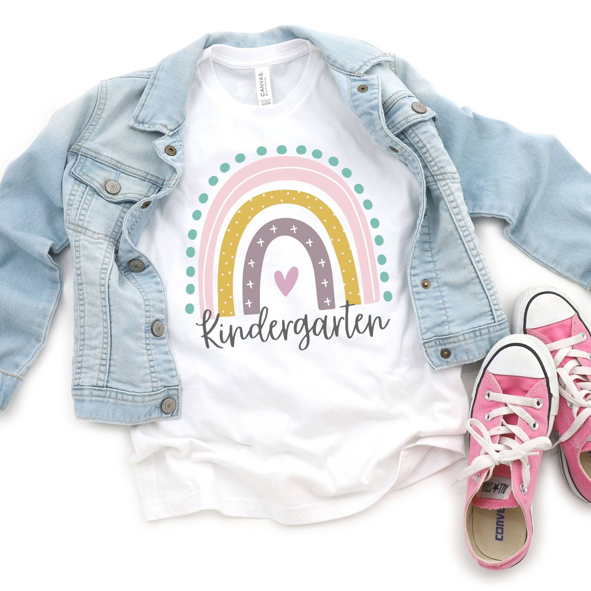 Kindergarten Shirt Mädchen, Outfit, Geschenk, Hello Regenbogen T-Shirt von TresBelleShirts