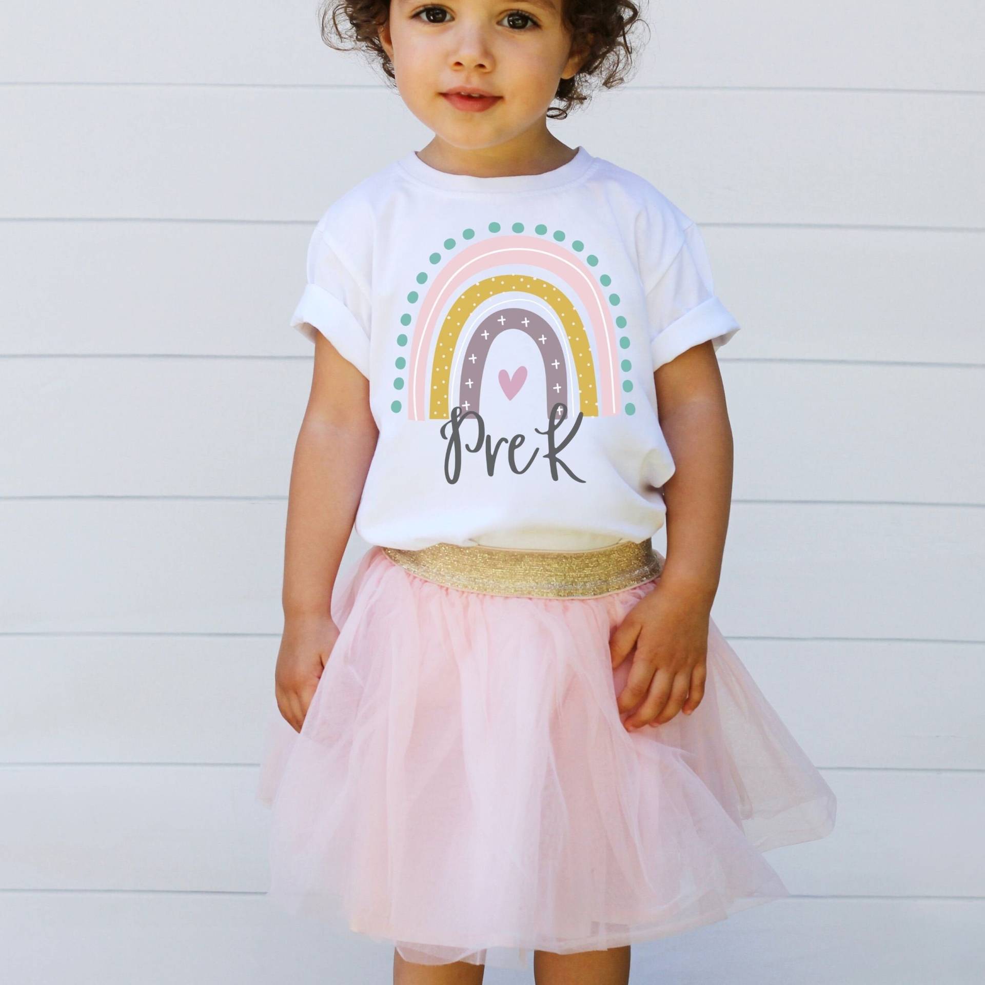 Prek Shirt Mädchen, First Day Of Preschool Outfit, Geschenk, Hello Rainbow T-Shirt von TresBelleShirts