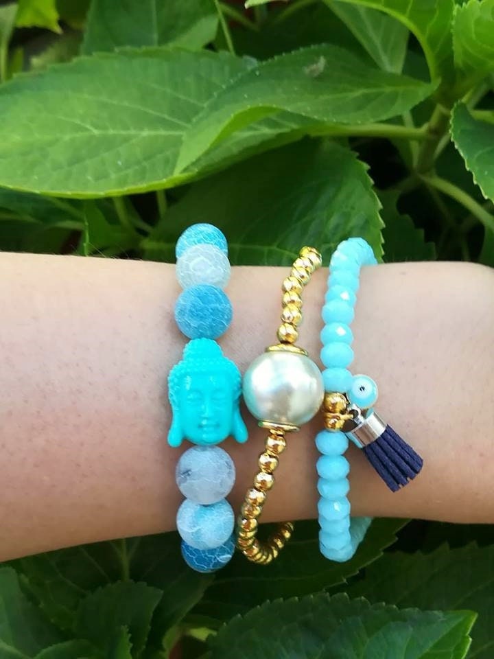 Blau Matt Achat, Bohème-Stil, Stapeln, Festival-Stil, Buddha-Auge, Stretch Armband, Armband Hippie-Ibiza-Stil Blau Matt Achat, Bohème-Stil, Stapeln, Festival-Stil, Buddha-Auge, Stretch Armband, Armband Hippie-Ibiza-Stil von TresJoliePT
