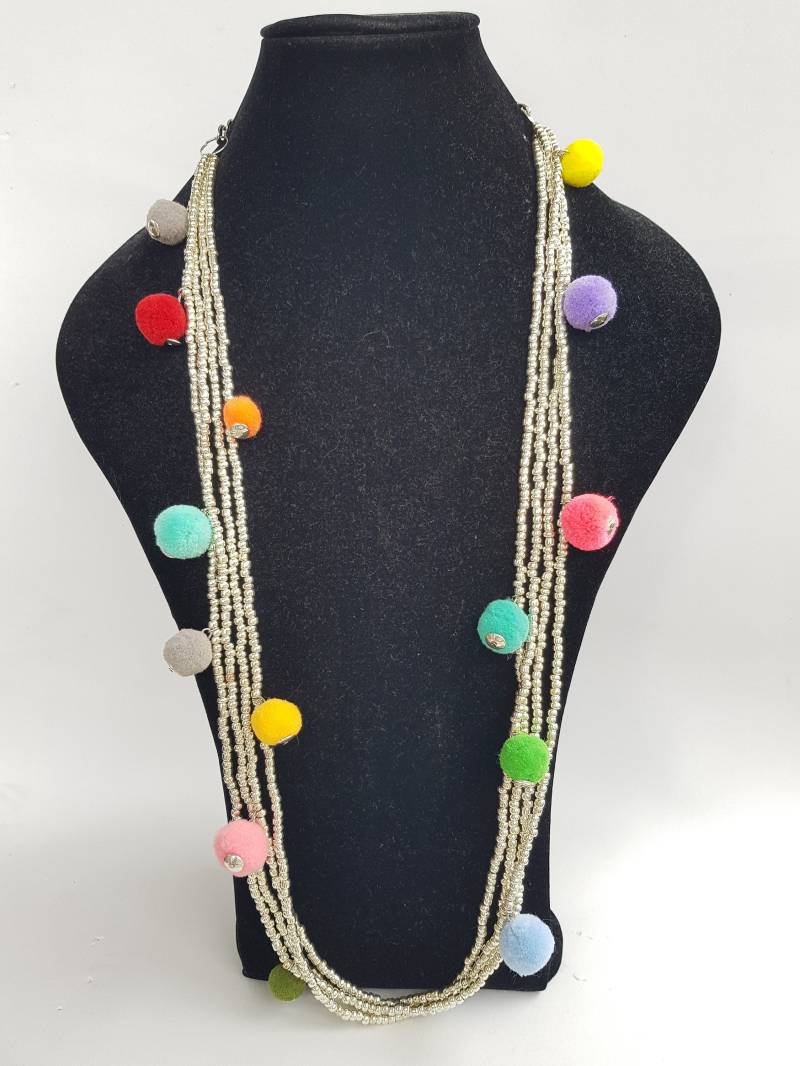 Bommel-Halskette - Bommel-Halsketten Mehrschichtige Halskette Halsketten Sommer-Halskette Mehrschichtig Und Lang Boho von TresJoliePT