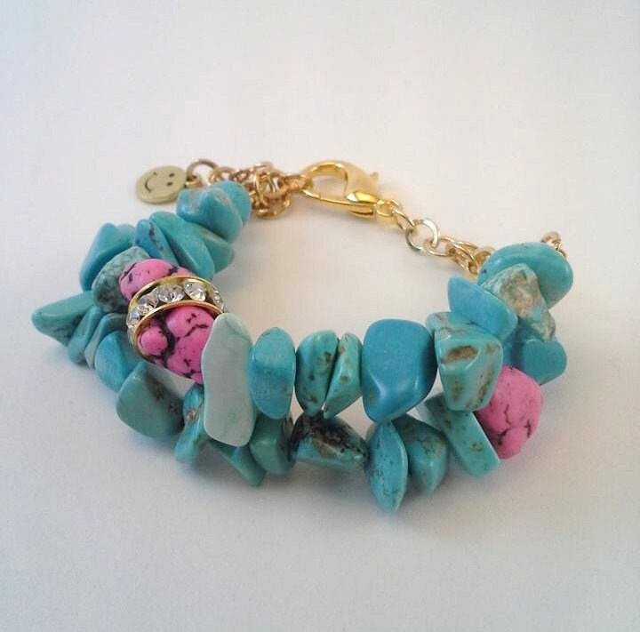 Faux Türkis-Armband - Türkis, Pink Und Gold von TresJoliePT