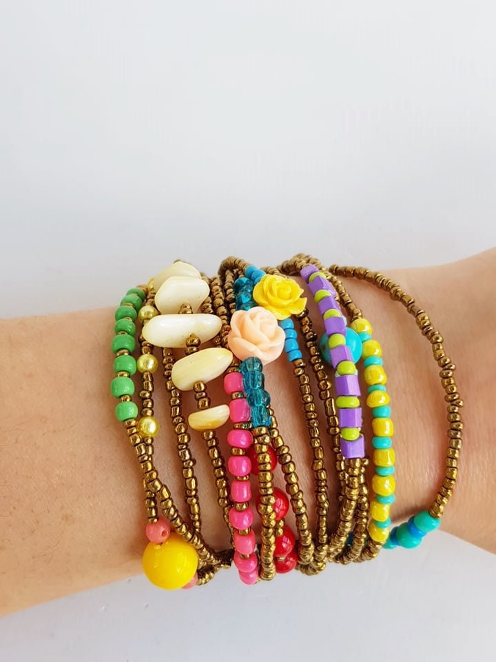Geschenk Für Ihr-Boho Chic Multistrand Armband-Verstellbares Armband Mit Saatbeet-Boho-stil-Trendige Armbänder-Goldenes Armband-Ooak Geschenk Für Ihr-Boho Chic Multistrand Armband-Verstellbares Armband Mit Saatbeet-Boho-stil-Trendige Armbänder-Goldenes Armband-Ooak von TresJoliePT