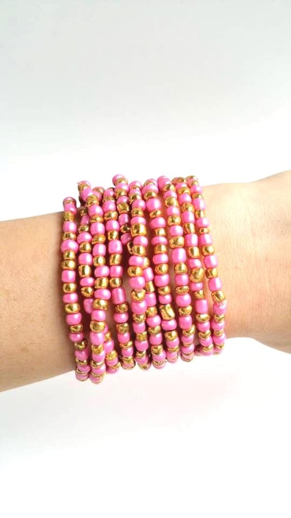 Layering-Armbänder - Basics Freundschafts-stapelarmbänder Gold Und Pink von TresJoliePT