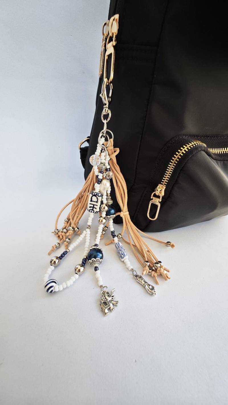 Lederquasten Für Handtaschen, Schlüsselanhänger-Charm Leder, Schlüsselanhänger-Charm, Lederfransen, Schlüsselanhänger-Quaste von TresJoliePT