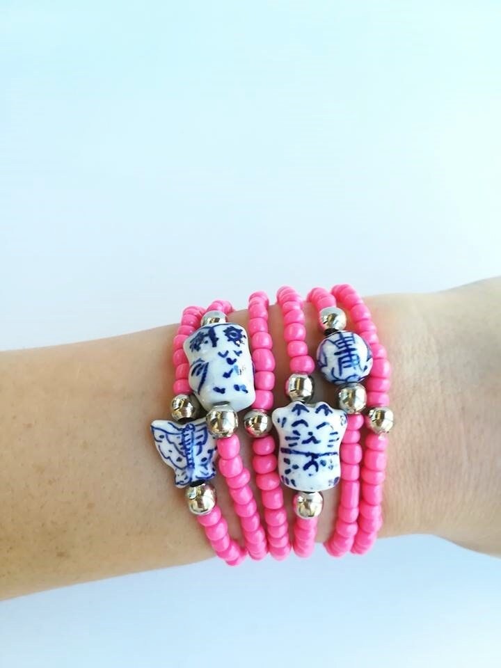 Mädchen-Armband, Porzellanperlen, Rosa Kleinkind-Geschenk, Baby-Mädchen-Armband, Mädchen-Armband - Kleiner Mädchen-Schmuck Baby-Mädchen-Geschenk von TresJoliePT