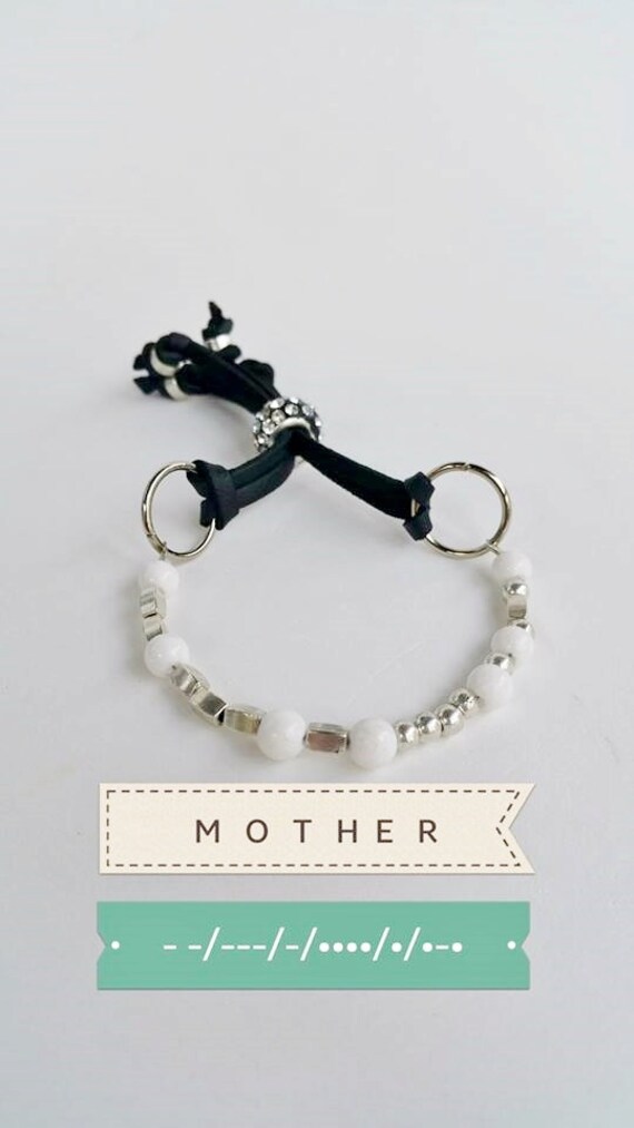 Morse-Code Armband - Einfache Schmuck Hiden Nachricht Punkt- Und Strich Geschenk Für Mutter Geheime Botschaft Schieben Sie Auf Fit von TresJoliePT