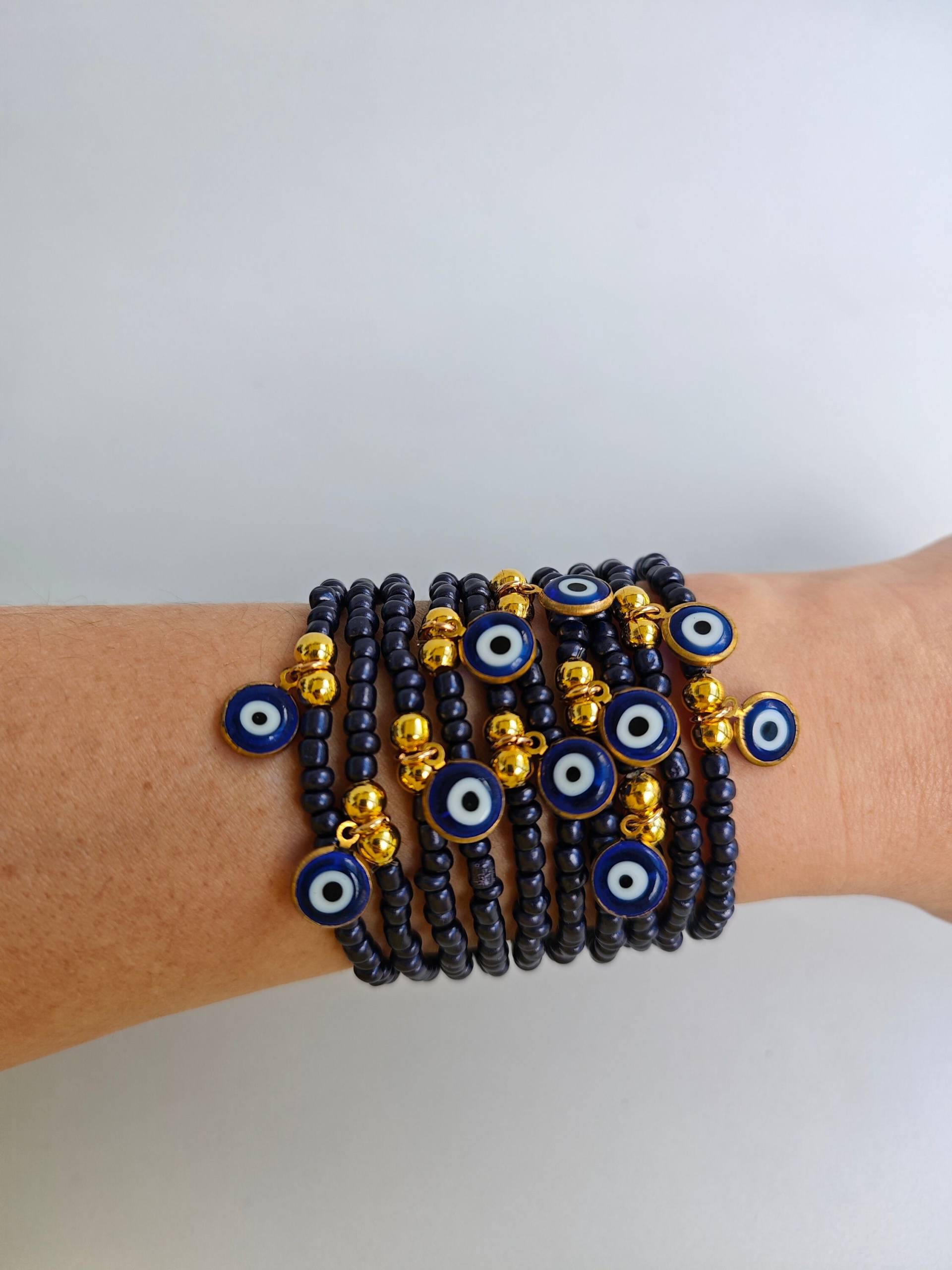 Perlenarmbänder - Blauer Böser Blick Marineblaue Armbänder Schutzschmuck Stretcharmband Nazar Boncuk Perlenarmbänder - Blauer Böser Blick Marineblaue Armbänder Schutzschmuck Stretcharmband Nazar Boncuk von TresJoliePT