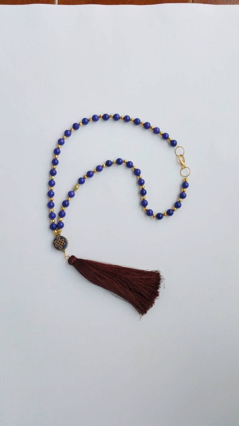 Quaste Schmuck - Lange Blaue Halskette Halsketten Boho Edelsteinhalskette Große Schutz Quaste Schmuck - Lange Blaue Halskette Halsketten Boho Edelsteinhalskette Große Schutz von TresJoliePT