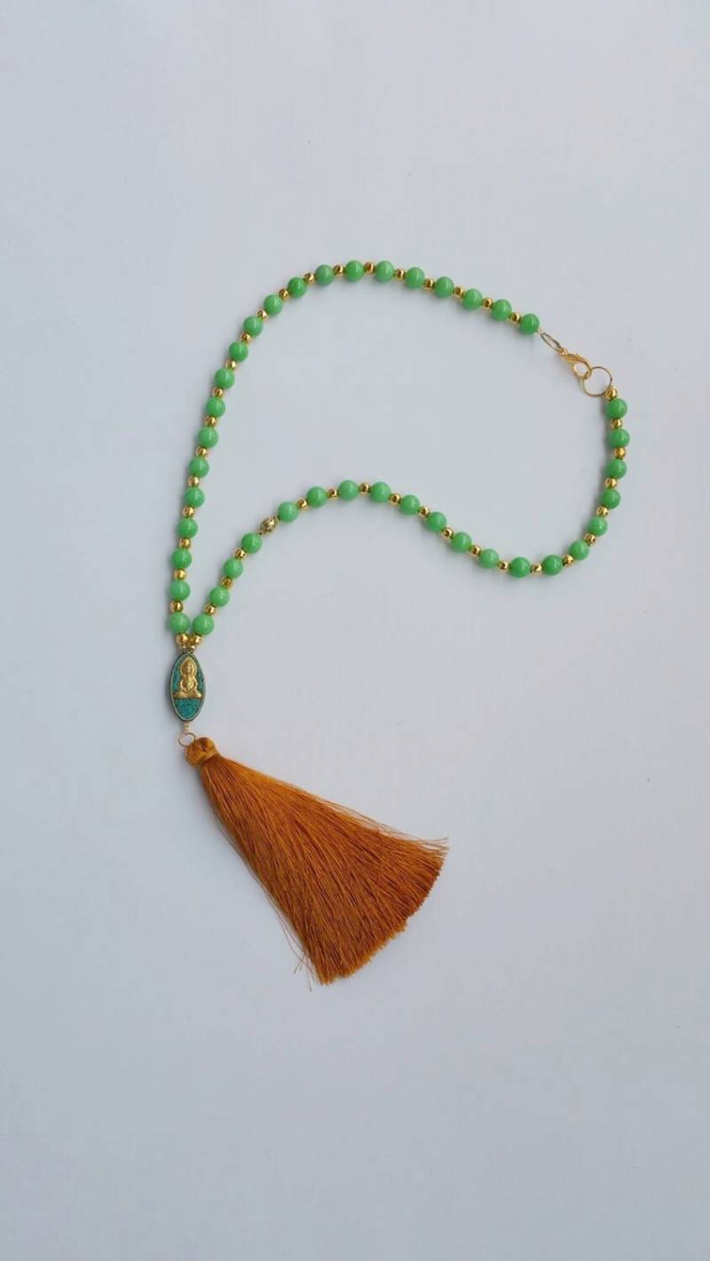 Quaste Schmuck - Langen Grünen Kette Halsketten Lange Boho Edelsteinhalskette Große Schutz von TresJoliePT