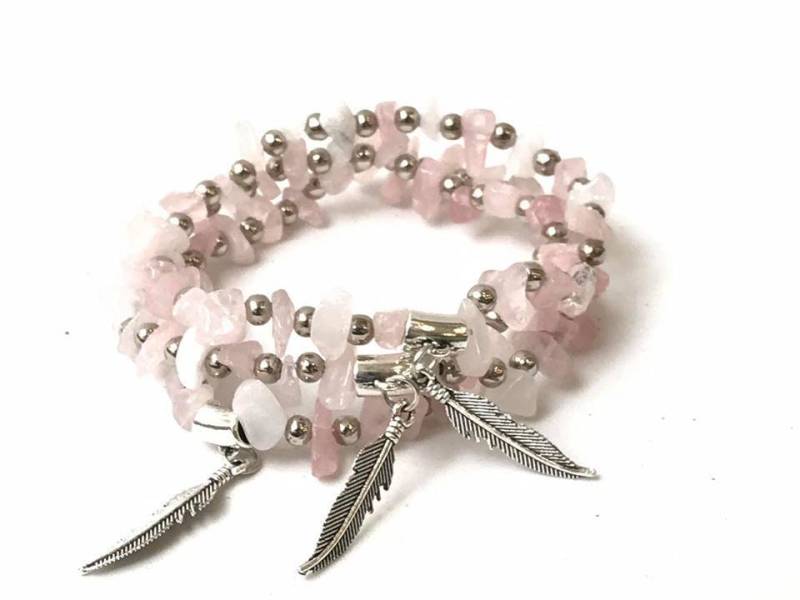 Rosa Stretcharmband Set, Geschenk Für Frauen, Stein Armband-Set, Stretch-Schmuck, Stapelen-Armbänder, Freundschaftsarmband, Boho Armband von TresJoliePT