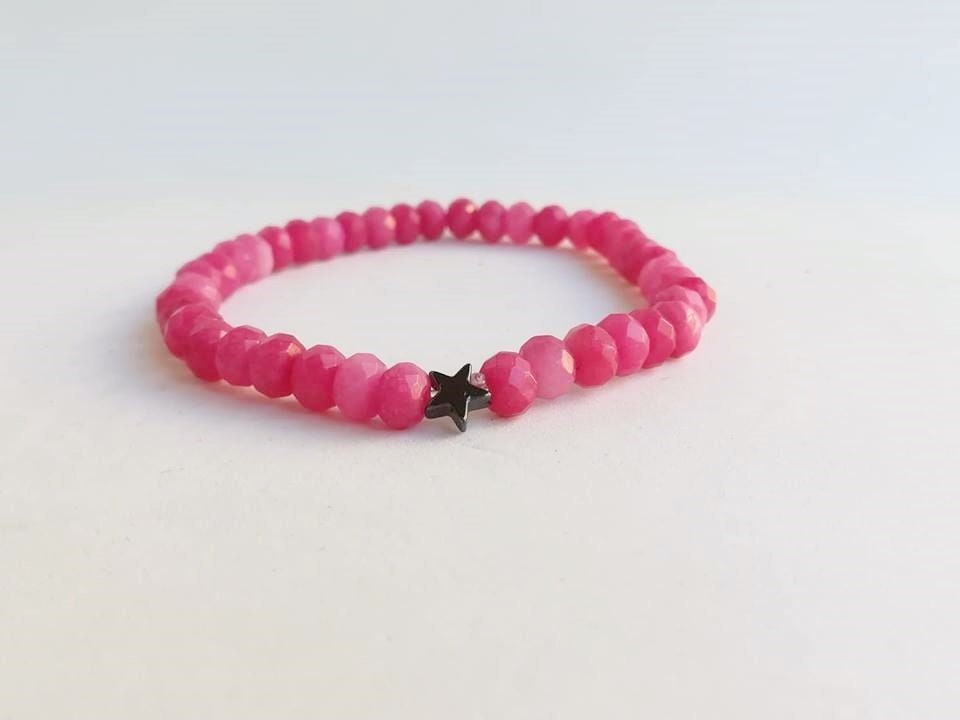 Stern Sie, Armband, Schmuck, Armkettchen, Zierlich, Facettierte Edelstein Perlen Stretch-Armband, Rosa Edelstein-Armband Stern Sie, Armband, Schmuck, Armkettchen, Zierlich, Facettierte Edelstein Perlen Stretch-Armband, Rosa Edelstein-Armband von TresJoliePT