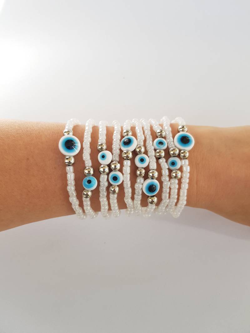 Stretch-Armbänder - Armband Mit Bösem Blick Freundschaftsarmband Blauer Böser Stapelbare Armbänder Alltagsschmuck Glücksarmband von TresJoliePT
