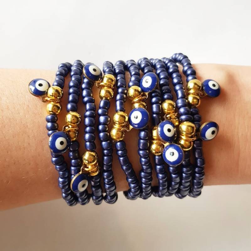 Valentinstag Geschenk - Blaue Böse Auge Marine Blau Armbänder Schutz Schmuck Stretch-Armband Nazar Boncuk Festival von TresJoliePT