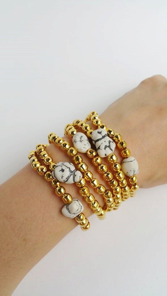 Weihnachts-Geschenk - Alltag Schmuck Geburtstagsgeschenk Goldene Armbänder Multi-Strang-Armband Faux Stein Geschichteten Trends von TresJoliePT