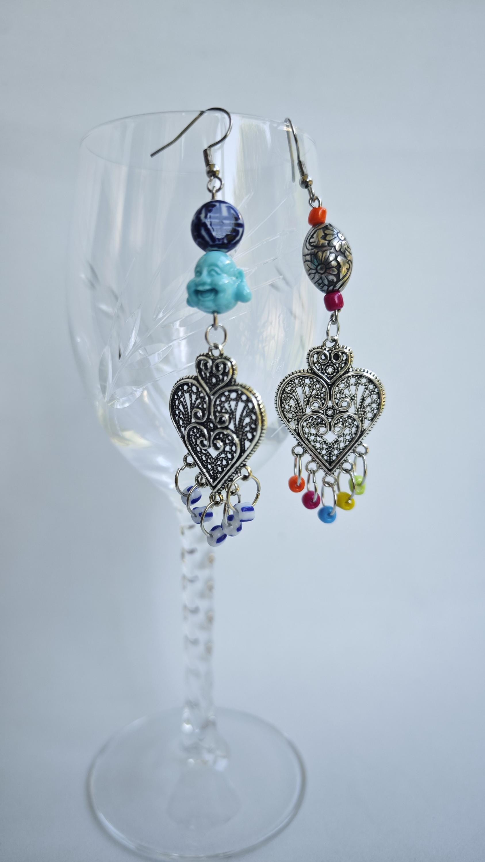 Weihnachtsgeschenk - Mismatch-Mix-Ohrringe-Assemblage Lange Kronleuchter-Ohrringe Budahh Upcycle-Schmuck Süße Ohrringe Vogelohrringe Weihnachtsgeschenk - Mismatch-Mix-Ohrringe-Assemblage Lange Kronleuchter-Ohrringe Budahh Upcycle-Schmuck Süße Ohrringe Vogelohrringe von TresJoliePT