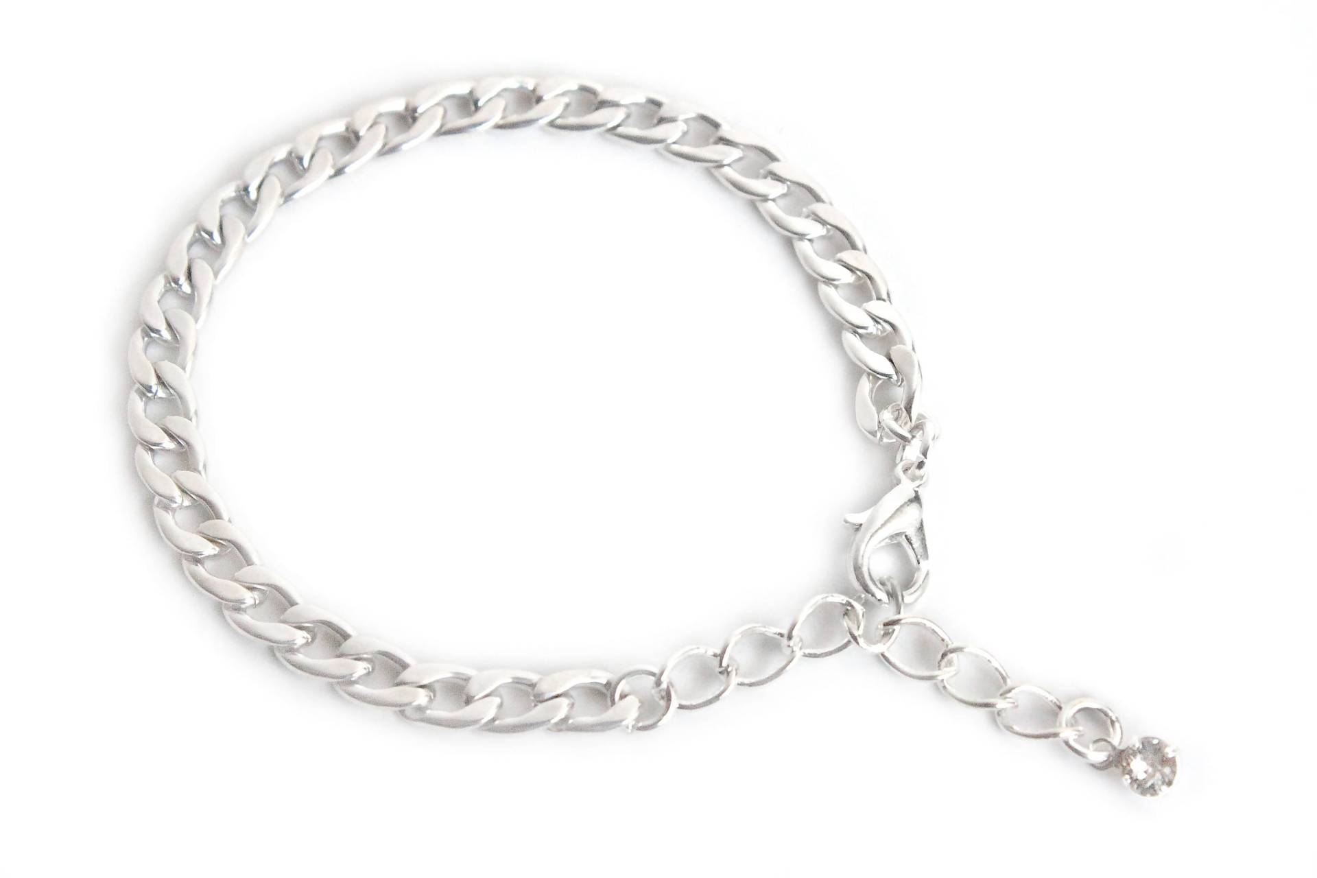 Cuban Link Style Kettenarmband in Silber Mit Swarovski Crystal Detail von TresaJewelry