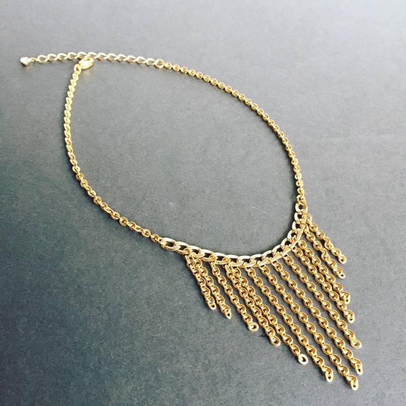 Gold Collier Kette Fringe von TresaJewelry