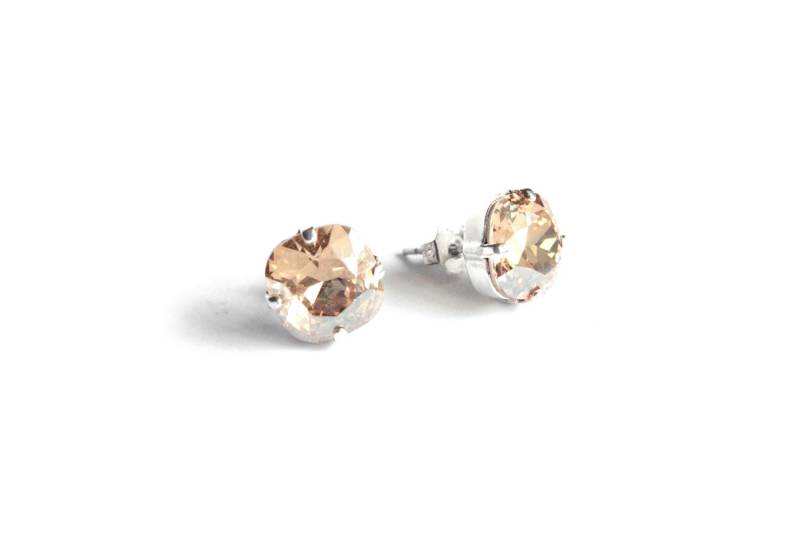 Swarovski Kissenschliff Ohrstecker in Golden Shadow 10 Mm von TresaJewelry