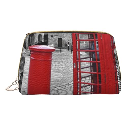 Damen Make-up-Tasche aus Leder für Handtasche, modische Kosmetiktasche, langlebig, tragbar, Reise-Kulturbeutel, für Damen und Mädchen, niedliche Aufbewahrungstasche/Angellandschaft, London Red von Tresila