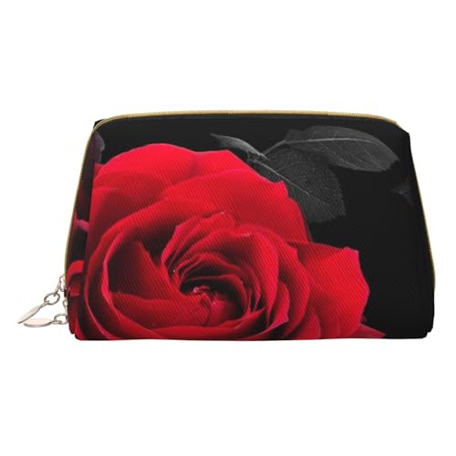 Damen Make-up-Tasche aus Leder für Handtasche, modische Kosmetiktasche, langlebig, tragbar, Reise-Kulturbeutel, für Damen und Mädchen, niedliche Aufbewahrungstasche/Rose steht für Liebe, Rose, von Tresila