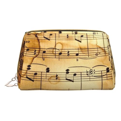 Damen Make-up-Tasche aus Leder für Handtasche, modische Kosmetiktasche, langlebig, tragbar, Reise-Kulturbeutel, für Damen und Mädchen, niedliche Aufbewahrungstaschen/Merry Christmas, Musiknoten-Druck, von Tresila