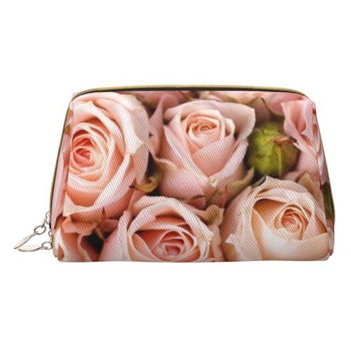 Damen Make-up-Tasche aus Leder für Handtasche, modische Kosmetiktasche, langlebig, tragbar, Reise-Kulturbeutel, für Damen und Mädchen, niedliche Aufbewahrungstaschen/Merry Christmas, Rosa Rosen, von Tresila