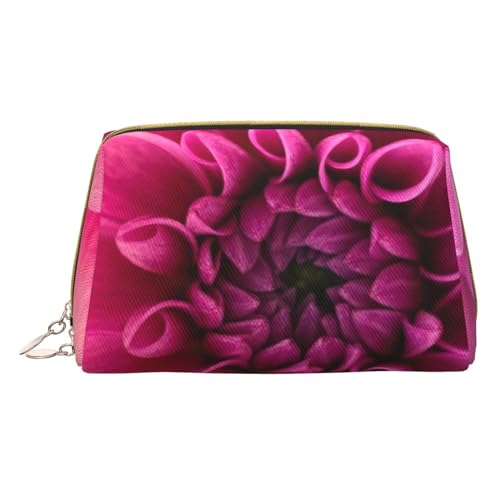 Make-up-Tasche aus Leder für Damen, modisch, Kosmetiktasche, langlebig, tragbar, Reise-Kulturbeutel, für Damen und Mädchen, niedlicher Aufbewahrungsbeutel, Grün/Goldmarmor, Pink Dahlia, Einheitsgröße von Tresila