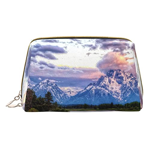 Make-up-Tasche für Damen, Leder, für Handtasche, modische Kosmetiktasche, langlebig, tragbar, Reise-Kulturbeutel, niedlicher Aufbewahrungsbeutel, Ostereier, bunter Korb, Grand Teton Nationalpark, von Tresila