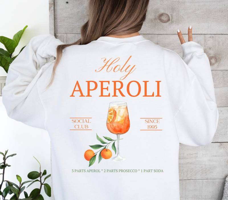 Pullover Holy Aperoli, Sommer, Drinks, Aperol Spritz, Geschenk Für Freund Freundin, Good Vibes, Personalisiertes T-Shirt Design von TresjolieDesignshop