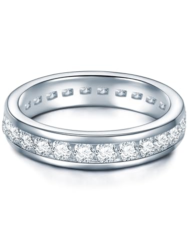 Trilani Damen-Memoirering Sterling Silber Zirkonia weiß im Brillantschliff - Verlobungsring Ehering Trauring von Trilani