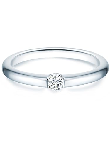 Trilani Damen-Ring/Verlobungsring/Spannring Sterling Silber rhodiniert Zirkonia weiß 60451021 von Trilani