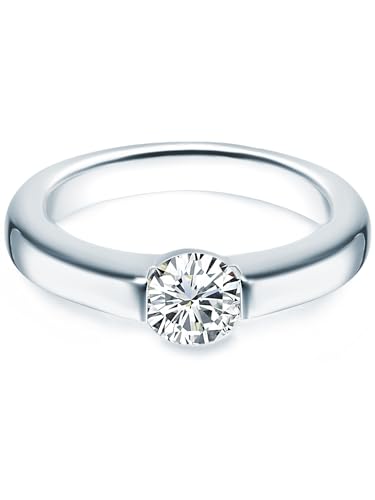 Trilani Damen-Ring/Verlobungsring/Spannring Sterling Silber rhodiniert Zirkonia weiß von Trilani