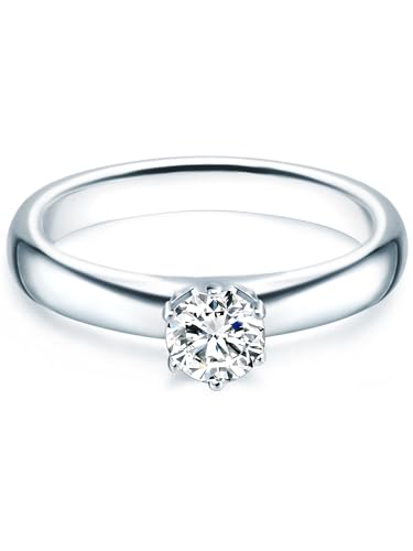 Trilani Damen-Ring/Verlobungsring/Solitärring Sterling Silber rhodiniert Zirkonia weiß 60451014 von Trilani