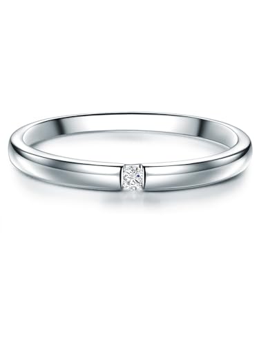 Trilani Damen Solitäring aus 925/- Sterling Silber mit Topas weiß Verlobungsring Antragsring Spannring von Trilani