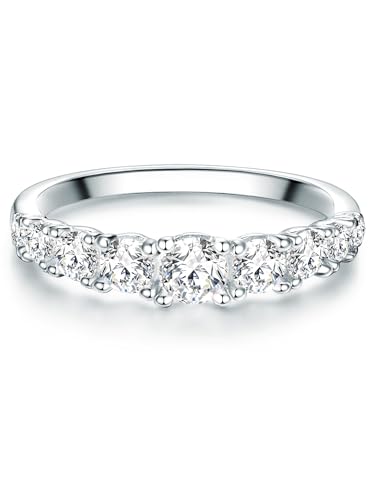 Trilani Damen-Ring Verlobungsring Sterling Silber mit Zirkonia weiß in Brilliant-Schliff - Memoire-Ring mit Stein Trauring für Hochzeit von Trilani